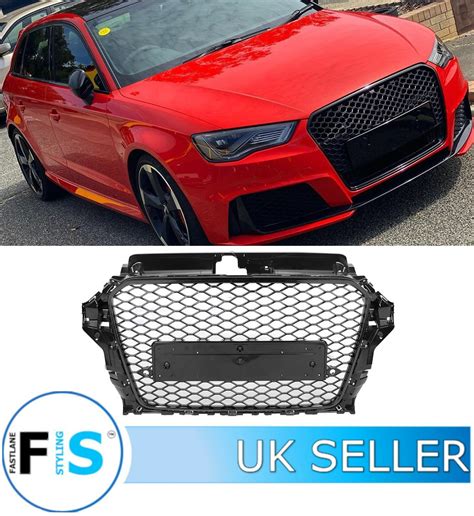 Audi A S V Rs Style Honeycomb Mesh Front Grille Gloss Black