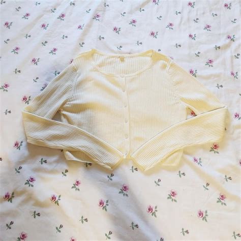 Vintage Y2k 90s 00s Uniqlo Pastel Pale Light Lemon Depop