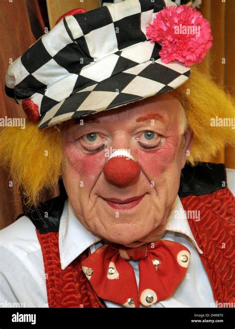 Russian clown and pantomime Oleg Popov sits in his cloak wagon prior to ...