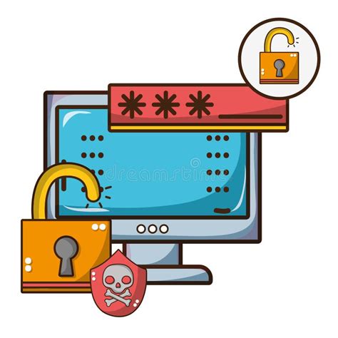 Cybersecurity Threat Cartoon Stock Vector Illustration Of Cyber