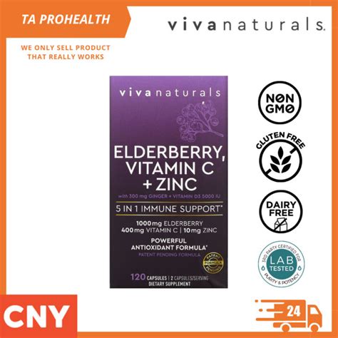 Viva Naturals Elderberry Vitamin C Zinc Capsules Lazada