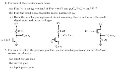 Solved 4 For Each Of The Circuits Shown Below A Find Vi