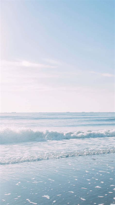 Download Portrait Of Sea Waves Aesthetic Light Blue Wallpaper ...