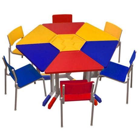 Conjunto Hexagonal Mesas e Cadeiras Infantil Pollo Outros Móveis