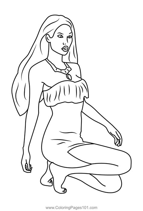 Pocahontas Relaxing Coloring Page For Kids Free Pocahontas Printable