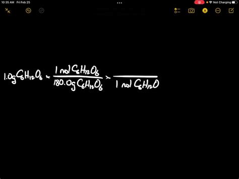 The oxidation of the sugar glucose, C6H12O6, is described by the ...