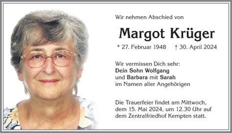 Traueranzeigen von Margot Krüger Allgäuer Zeitung