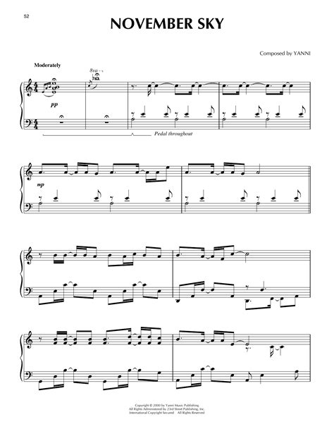 Yanni November Sky Sheet Music For Piano Solo Download Pdf 403998