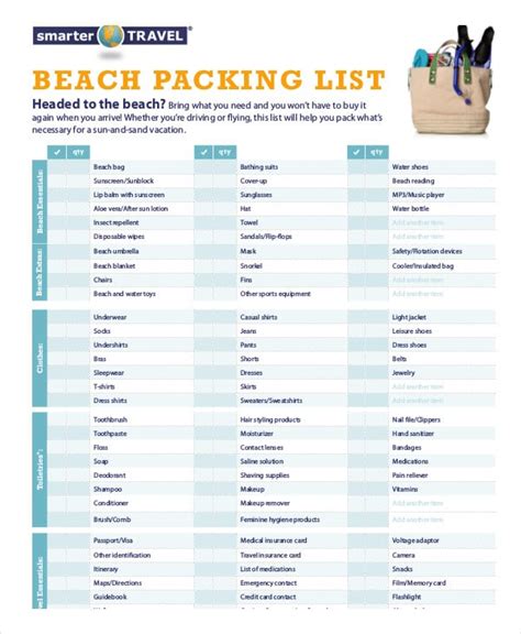 Printable Packing List For The Beach JORDAN HEBL: Packing List for a ...