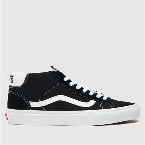 Womens Black White Vans Mid Skool Trainers Schuh