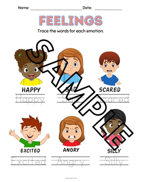 Traceable Feelings Worksheet Etsy