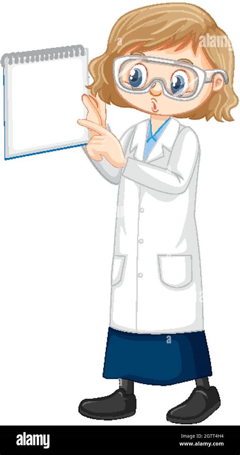 Cute Girl Cartoon Character Wearing Science Lab Coat Stock Vector Image