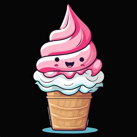 Lindo helado cono de helado ilustración vectorial Vector Premium