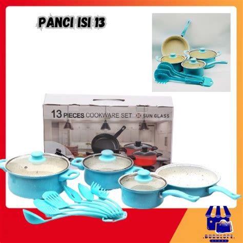 Jual Panci Set Serbaguna Teflon Marble Pcs Cookware Set Tutup Kaca