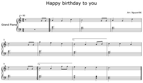 Happy birthday to you - Sheet music for Piano