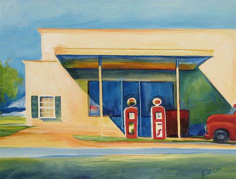 Round Rock Gas Station Painting By Janet Oh Fine Art America