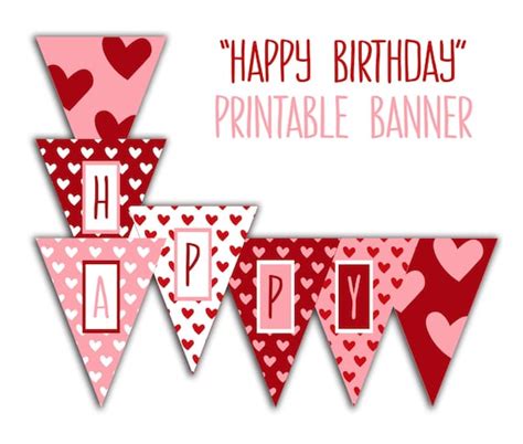 Happy Birthday Banner Birthday Party Printable Sign Red | Etsy