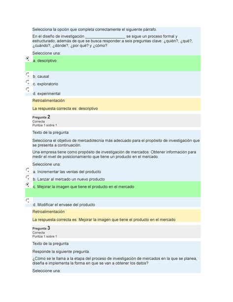 Inteligencia De Mercados Selecciona La Opci N Que Completa