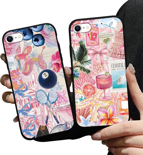 Amazon.com: Zrutru 2 Pack Preppy Pink Collage Phone Cases for iPhone