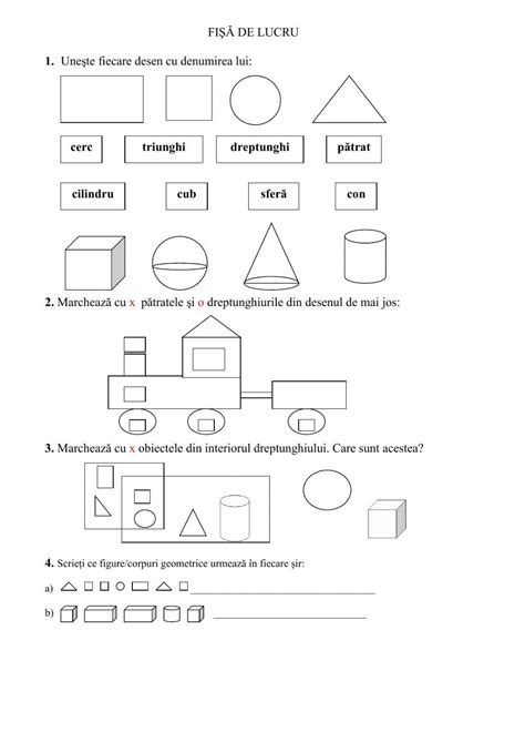 Fișă Corpuri Geometrice Recapitulare Worksheet Workbook Mathematics