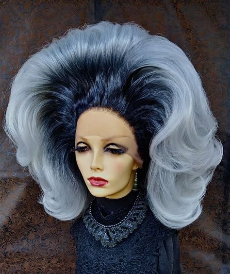 Drag Cabaret Wig W21 040 Lace Front Dramatic 2 Tone Bouffant Dark