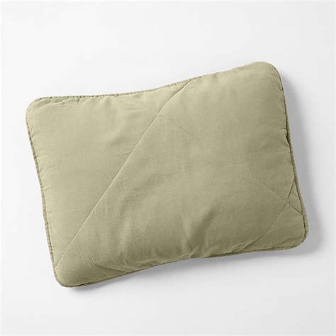 European Flax Certified Linen Garden Green King Quilted Pillow Sham