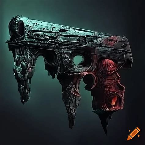 Intricate and dark gun concept art on Craiyon