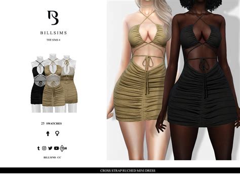 The Sims Resource Cross Strap Ruched Mini Dress