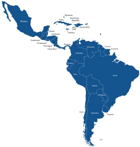 Latin America Physical Map Labeled