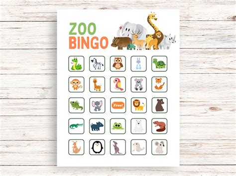 Zoo Bingo, Printable Zoo Bingo Cards, Animal Bingo Cards, Zoo Activity ...