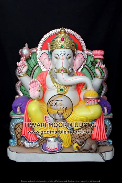 Tiwari Moorti Multicolor Marble Lord Ganesha Statue Size Inch At