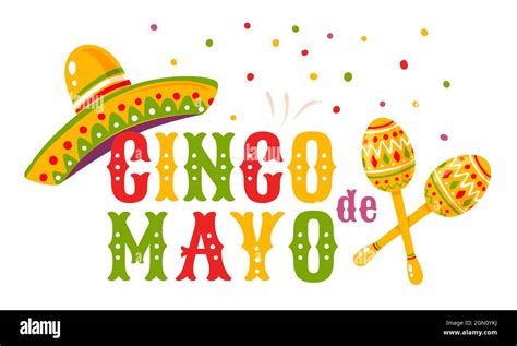 Vector Poster For Cinco De Mayo With Mexican Sombrero And Maracas Cinco De Mayo Festival Stock