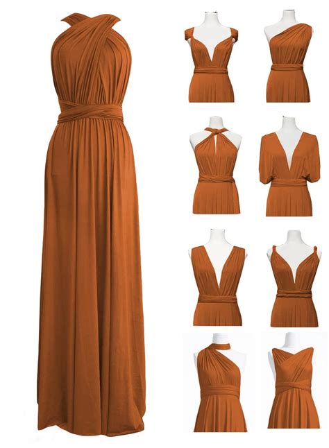 Mcieloluna Burnt Orange Convertible Bridesmaid Dresses For Women Summer