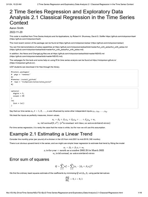 2 Time Series Regression And Exploratory Data Analysis 21 Classical Regression In The Time