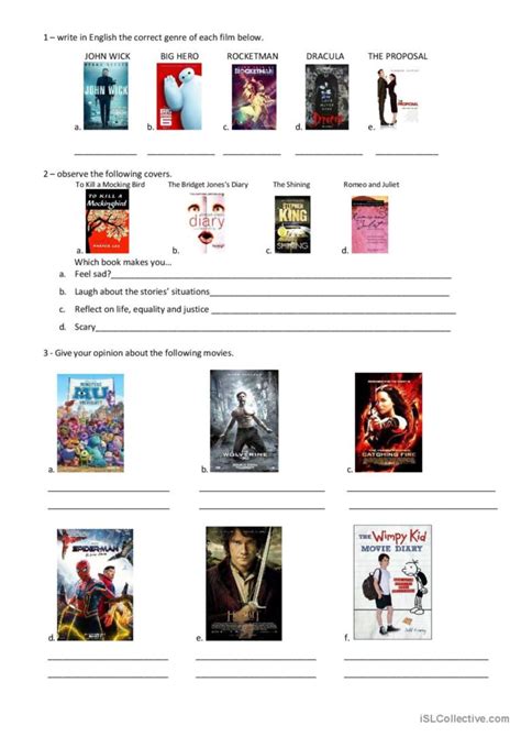 Book and film genres: English ESL worksheets pdf & doc