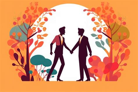 Ilustraci N Plana Dise O Gr Fico Org Nico D A Del Orgullo Pareja Gay Enamorada Concepto Foto