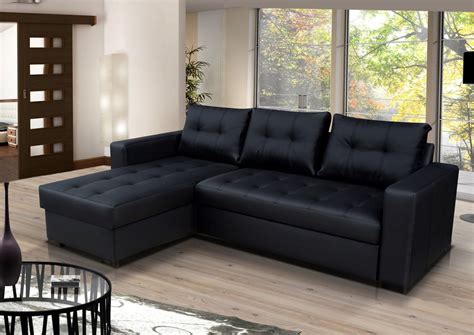 Olympus Brown Leather Corner Sofa Bed With Storage | Baci Living Room