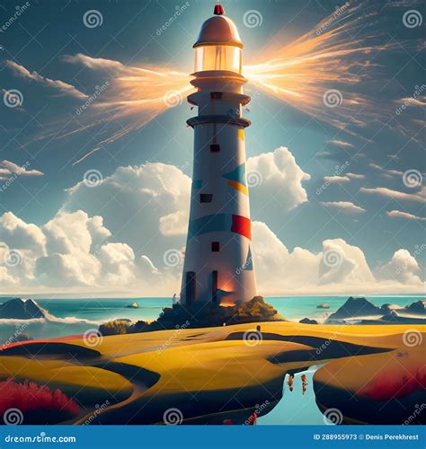 Futuristic Lighthouse On The Edge Of Earth Stock Illustration