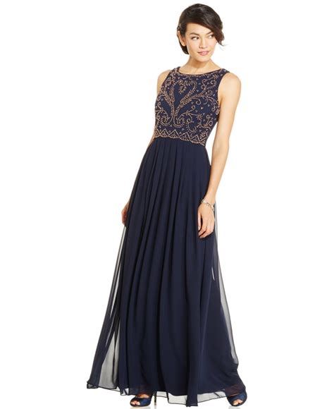 Lyst Xscape Embellished Chiffon Evening Gown In Blue