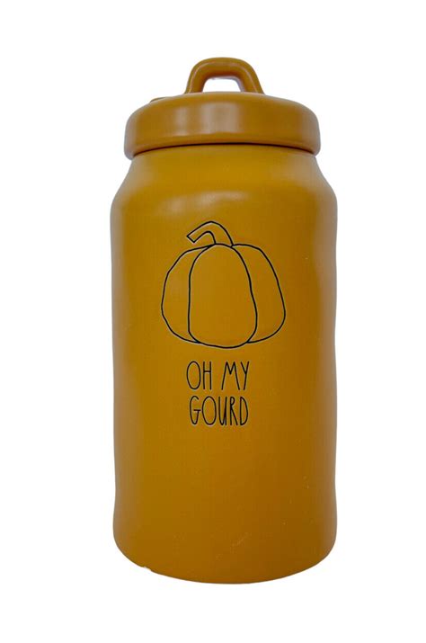 Rae Dunn Magenta Oh My Gourd Canister Pumpkin Orange Ebay