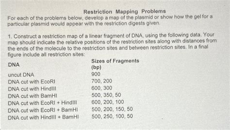 Solved Restriction Mapping ProblemsFor Each Of The Problems Chegg