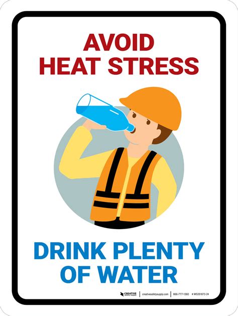 Avoid Heat Stress Dehydration Safety Portrait Wall Sign