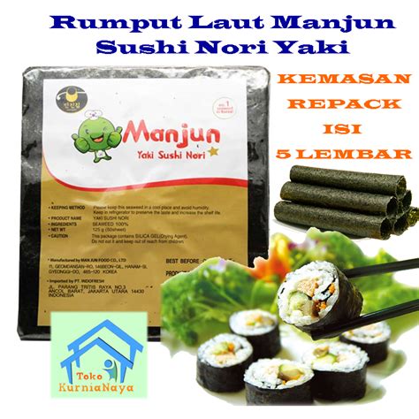 Manjun Yaki Sushi Nori 5 Lembar Rumput Laut Nori Sushi 5 Lembar Seaweed