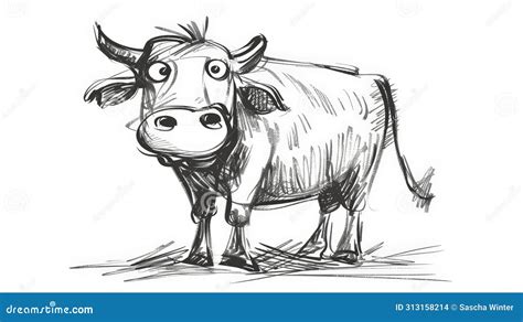 Moo Rific Doodle Whimsical Cow Cartoon Sketch Stock Photo Image Of