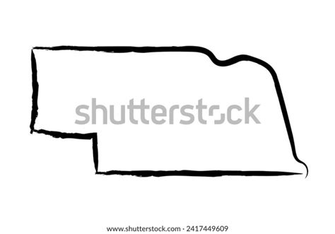 Nebraska Map Outline Concept Sketch Isolated Stock Vector Royalty Free