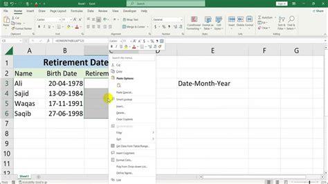 How To Calculate Retirement Date In Excel Youtube