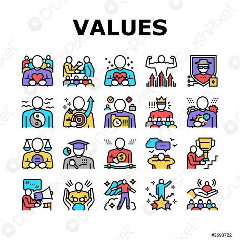 Values Human Life Collection Icons Set Vector - stock vector 3693722