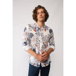 Imperial Shop Online Camicia Girocollo Fantasia Floreale In Lino Sito