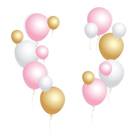 Premium Vector Celebration Banner With Gold Pink Balloons