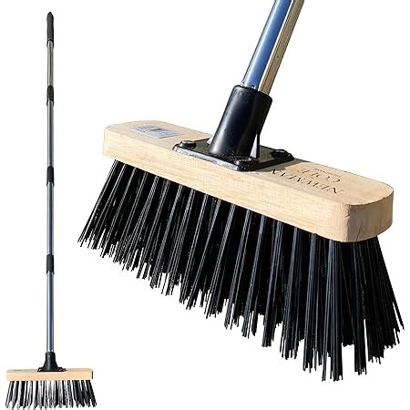 Yard Brush Heavy Duty Outdoor Concrete Broom Telescopic Long Handle